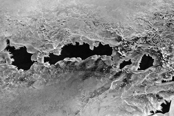 Zugefrorener Bachlauf