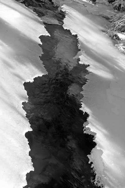 Zugefrorener Bachlauf